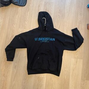 Grimy Kids Black Hoodie with Blue Print